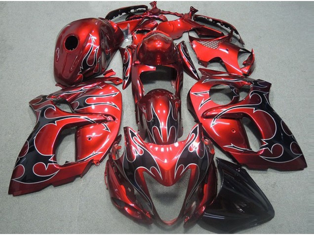 Carénage Moto GSXR 1300 Hayabusa 1996-2007 - Rouge avec Noir Flamme Vente en Gros Carénage Moto GSXR 1300 Hayabusa 1996-2007 - Rouge avec Noir Flamme Vente en Gros