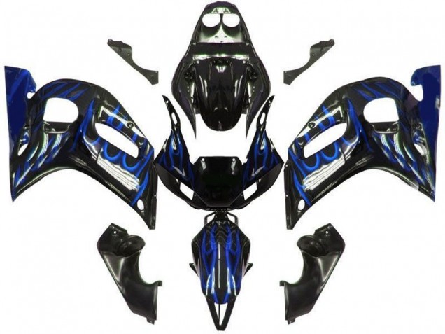 Carénage Moto R6 1998-2002 - Noir Bleu Flamme Vente en Gros Carénage Moto R6 1998-2002 - Noir Bleu Flamme Vente en Gros