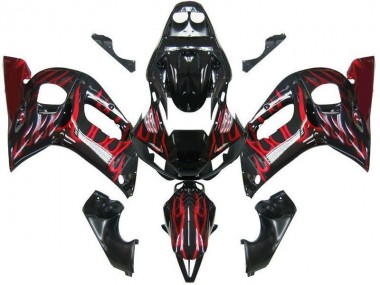 Carénage Moto R6 1998-2002 - Noir Rouge Flamme Vente en Gros