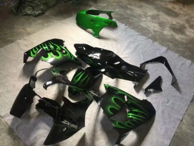 Carénage Moto ZX9R 2000-2001 - Noir Brillant Vert Flamme Vente en Gros
