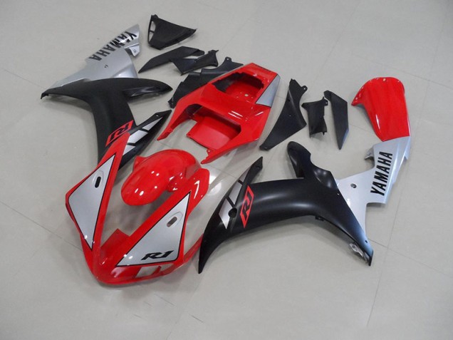 Carénage Moto R1 2002-2003 - Rouge Matte Argent Vente en Gros Carénage Moto R1 2002-2003 - Rouge Matte Argent Vente en Gros