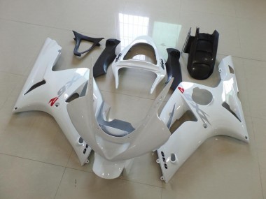 Carénage Moto ZX6R 2003-2004 - Blanc avec Argent Décalque Vente en Gros