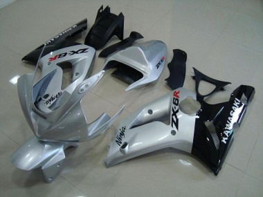 Carénage Moto ZX6R 2003-2004 - Argent Noir Vente en Gros