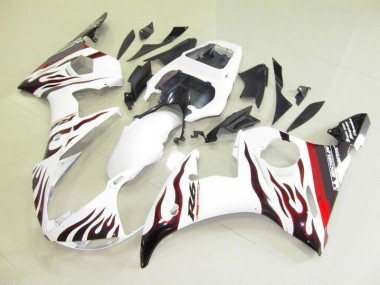 Carénage Moto R6 2003-2005 - Blanc et Flamme Vente en Gros