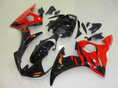 Carénages Moto R6 2003-2005 - Noir Rouge Flamme Vente en Gros