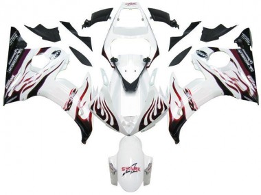 Carénage Moto R6 2003-2005 - Blanc Noir Rouge Flamme Vente en Gros