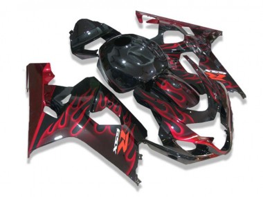 Carénage Moto GSXR 600 / 750 K4 2004-2005 - Noir Rouge Flamme Vente en Gros