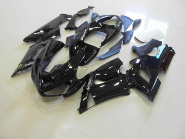 Carénage Moto ZX6R 2005-2006 - Noir Brillant Argent Décalque Vente en Gros
