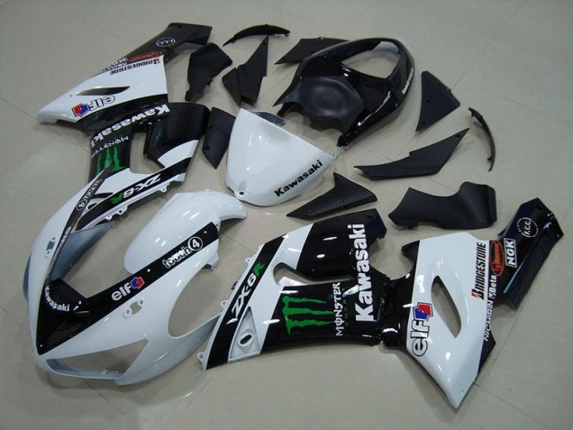Carénage Moto ZX6R 2005-2006 - Blanc Monster Vente en Gros Carénage Moto ZX6R 2005-2006 - Blanc Monster Vente en Gros