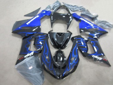 Carénage Moto ZX6R 2005-2006 - Noir Bleu Flamme Ninja 636 Vente en Gros