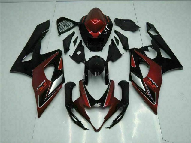 Kit Carénages Motos & Plastique GSXR 1000 K5 2005-2006 - Rouge Noir Vente en Gros Kit Carénages Motos & Plastique GSXR 1000 K5 2005-2006 - Rouge Noir Vente en Gros