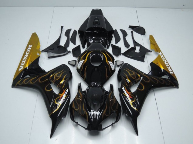 Carénage Moto CBR 1000 RR 2006-2007 - Noir Or Flamme Vente en Gros Carénage Moto CBR 1000 RR 2006-2007 - Noir Or Flamme Vente en Gros