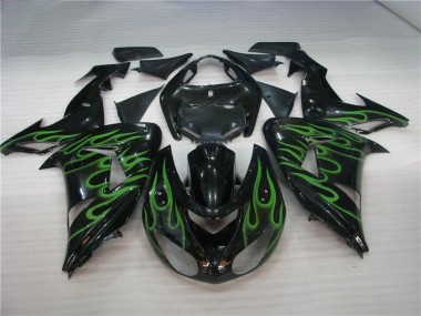 Carénage Moto ZX10R 2006-2007 - Noir Vert Flamme Vente en Gros