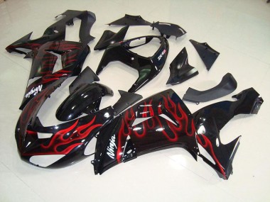 Carénage Moto ZX10R 2006-2007 - Noir Rouge Flamme Vente en Gros