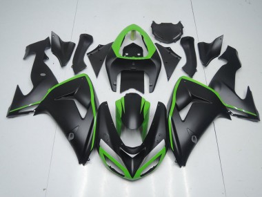 Carénage Moto ZX10R 2006-2007 - Noir Mat avec Ligne Verte Vente en Gros
