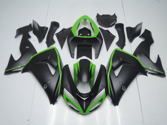 Carénage Moto ZX10R 2006-2007 - Noir Mat avec Ligne Verte Vente en Gros Carénage Moto ZX10R 2006-2007 - Noir Mat avec Ligne Verte Vente en Gros