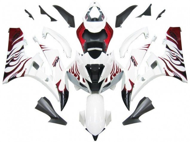 Carénage Moto R6 2006-2007 - Blanc Rouge Flamme Vente en Gros Carénage Moto R6 2006-2007 - Blanc Rouge Flamme Vente en Gros
