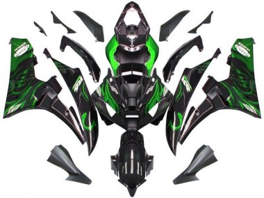 Carénage Moto R6 2006-2007 - Noir Vert Flamme Vente en Gros