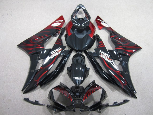 Carénages Moto R6 2006-2007 - Noir Rouge Flamme Vente en Gros Carénages Moto R6 2006-2007 - Noir Rouge Flamme Vente en Gros