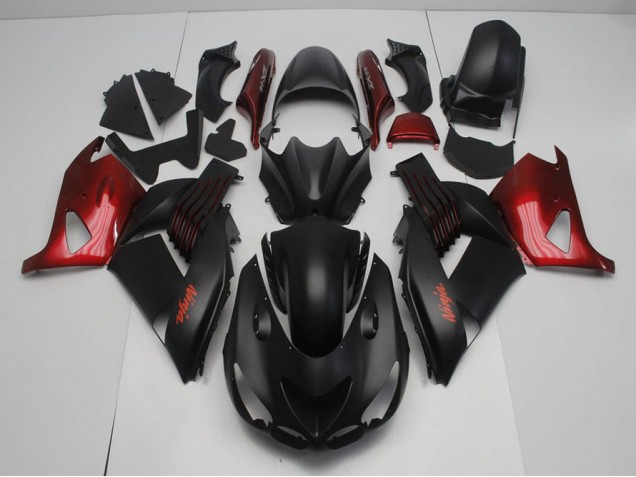 Carénage Moto ZX14R ZZR 1400 2006-2011 - Noir Mat et Rouge Vente en Gros Carénage Moto ZX14R ZZR 1400 2006-2011 - Noir Mat et Rouge Vente en Gros