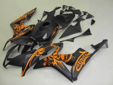 Carénage Moto CBR 600 RR 2007-2008 - Noir Mat Orange Décalque Vente en Gros