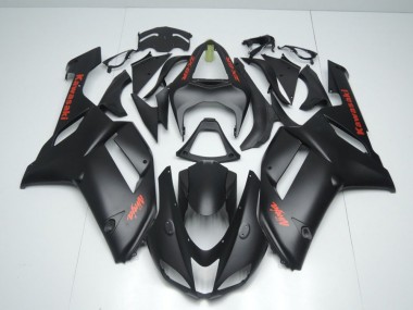 Carénage Moto ZX6R 2007-2008 - Noir Mat avec Rouge Décalque Vente en Gros