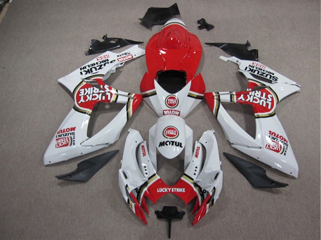Carénage Moto GSXR 1000 K5 2005-2006 - Blanc Lucky Strike Rouge Motul Vente en Gros Carénage Moto GSXR 1000 K5 2005-2006 - Blanc Lucky Strike Rouge Motul Vente en Gros