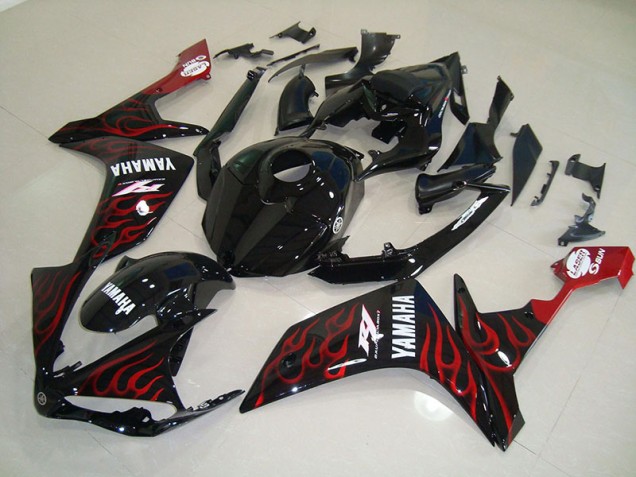 Carénage Moto R1 2007-2008 - Noir Brillant Flamme Vente en Gros Carénage Moto R1 2007-2008 - Noir Brillant Flamme Vente en Gros