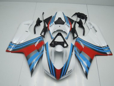 Carénage Moto Ducati 848 1098 1198 2007-2014 - Bleu Blanc Rouge Vente en Gros