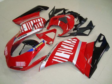 Kit Carénages Motos Complet Ducati 848 1098 1198 2007-2014 - Rouge Blanc Vente en Gros