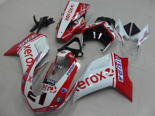Carénages Moto Ducati 848 1098 1198 2007-2014 - Blanc Rouge Xerox Vente en Gros Carénages Moto Ducati 848 1098 1198 2007-2014 - Blanc Rouge Xerox Vente en Gros