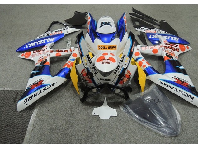 Carénage Moto GSXR 600 K8 2008-2010 - Blanc Bleu Dark Dog Vente en Gros Carénage Moto GSXR 600 K8 2008-2010 - Blanc Bleu Dark Dog Vente en Gros