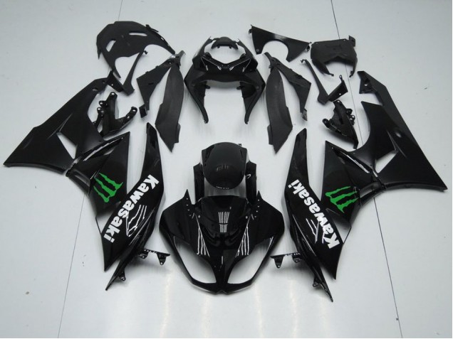 Carénage Moto ZX6R 2009-2012 - Noir avec Monster Vente en Gros Carénage Moto ZX6R 2009-2012 - Noir avec Monster Vente en Gros