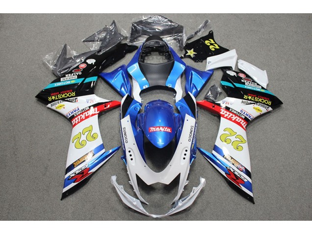 Carénage Moto GSXR 600 K11 2011-2024 - Bleu Blanc Rouge Rockstar 22 Vente en Gros Carénage Moto GSXR 600 K11 2011-2024 - Bleu Blanc Rouge Rockstar 22 Vente en Gros