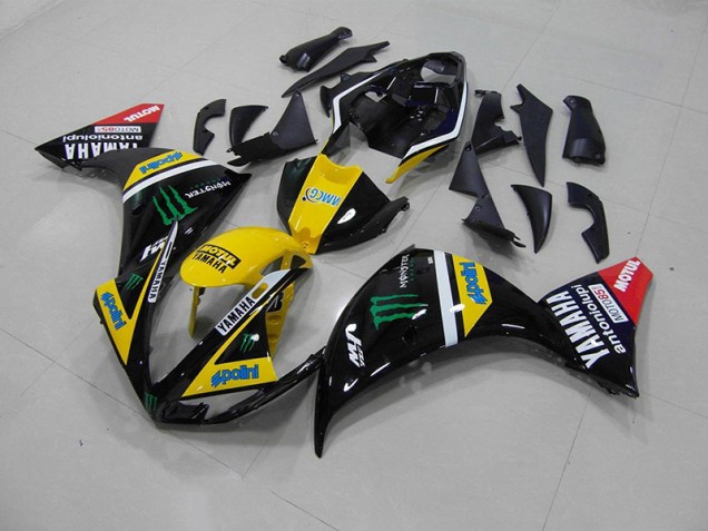 Carénage Moto R1 2012-2014 - Jaune Noir Monster Vente en Gros Carénage Moto R1 2012-2014 - Jaune Noir Monster Vente en Gros
