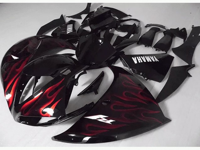 Carénage Moto R1 2012-2014 - Rouge Noir Flamme Vente en Gros Carénage Moto R1 2012-2014 - Rouge Noir Flamme Vente en Gros